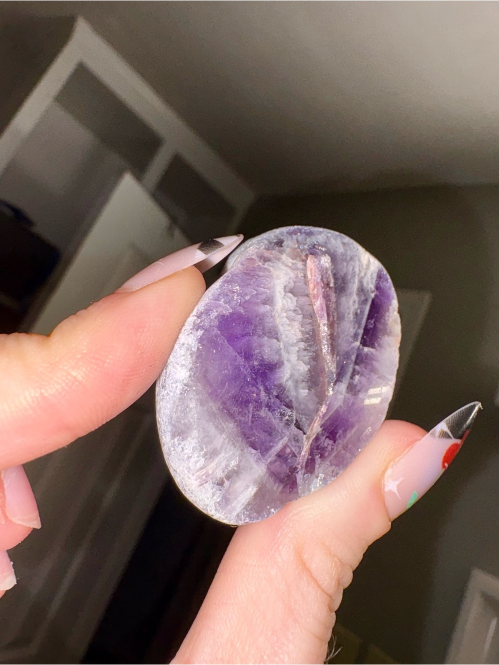 Polished Amethyst Palm Stone - Purple Crystal